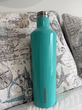 Corkcicle Light Blue Tropical Floral Stainless Bottle